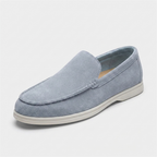 Mocassim Regent Blue azul, vista em três quartos