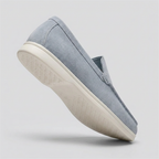 Mocassim Regent Blue azul, frente com solado em espinha de peixe