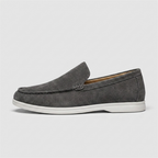Mocassim Regent Grey cinza de camurça, vista lateral