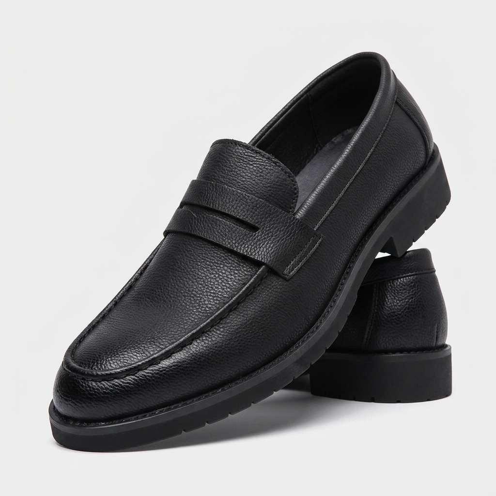 Loafer Masculino Eton Black preto, frente e solado