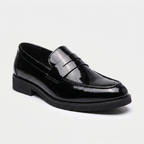 Loafer Masculino Eton Black Patent preto brilhante, vista tres-quartos