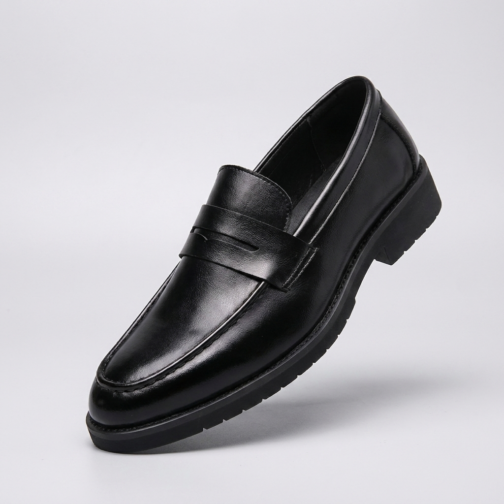 Loafer Masculino Eton Black Patent preto brilhante, frente e solado