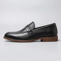 Loafer masculino Ascot Black em couro sintético, vista lateral de perfil