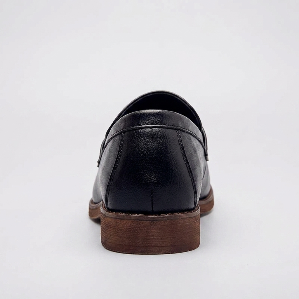Loafer masculino Ascot Black, vista traseira do calcanhar