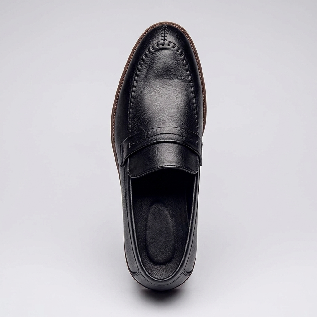 Loafer masculino Ascot Black, vista de topo mostrando a palmilha