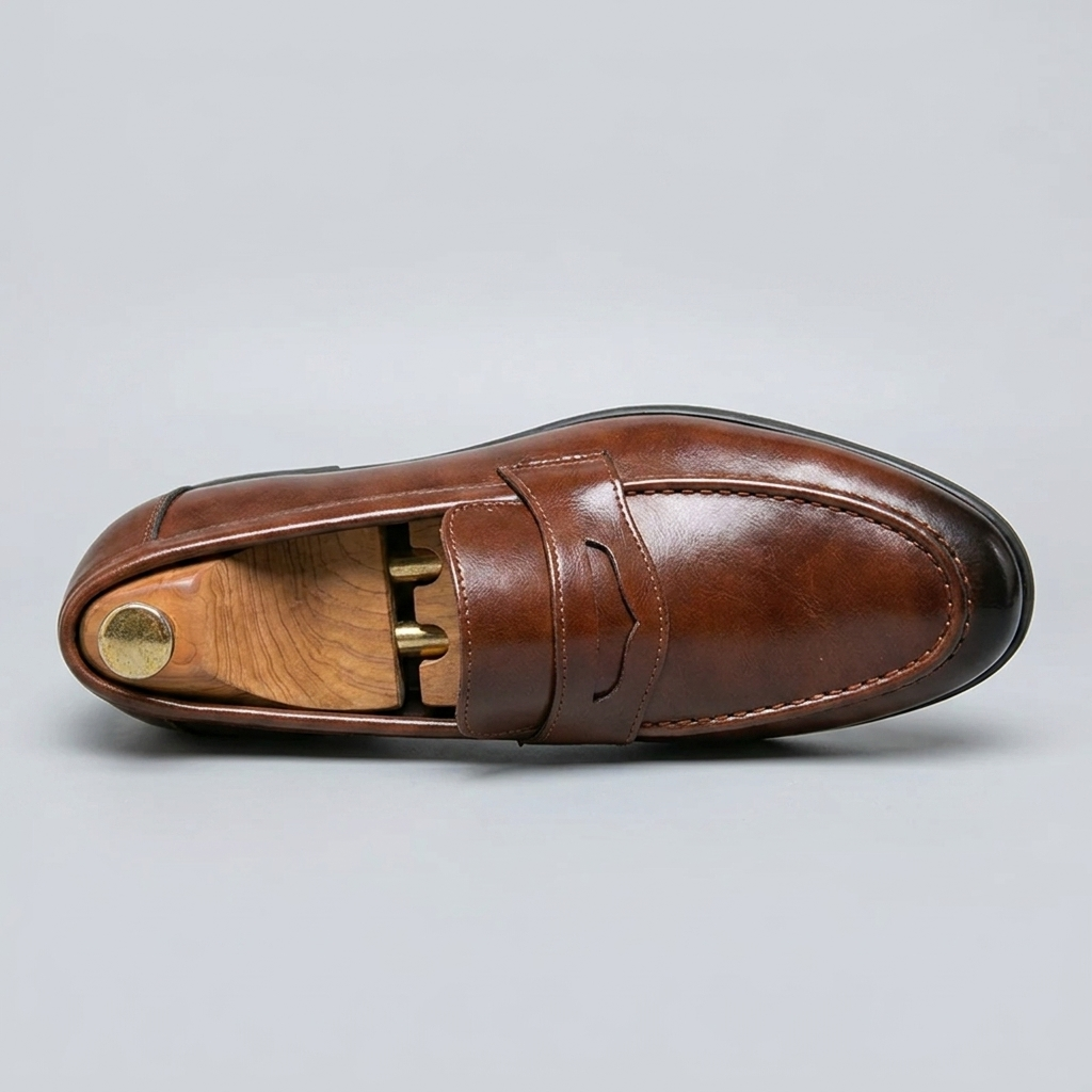 Loafer masculino Windsor Brown, vista de topo mostrando a palmilha