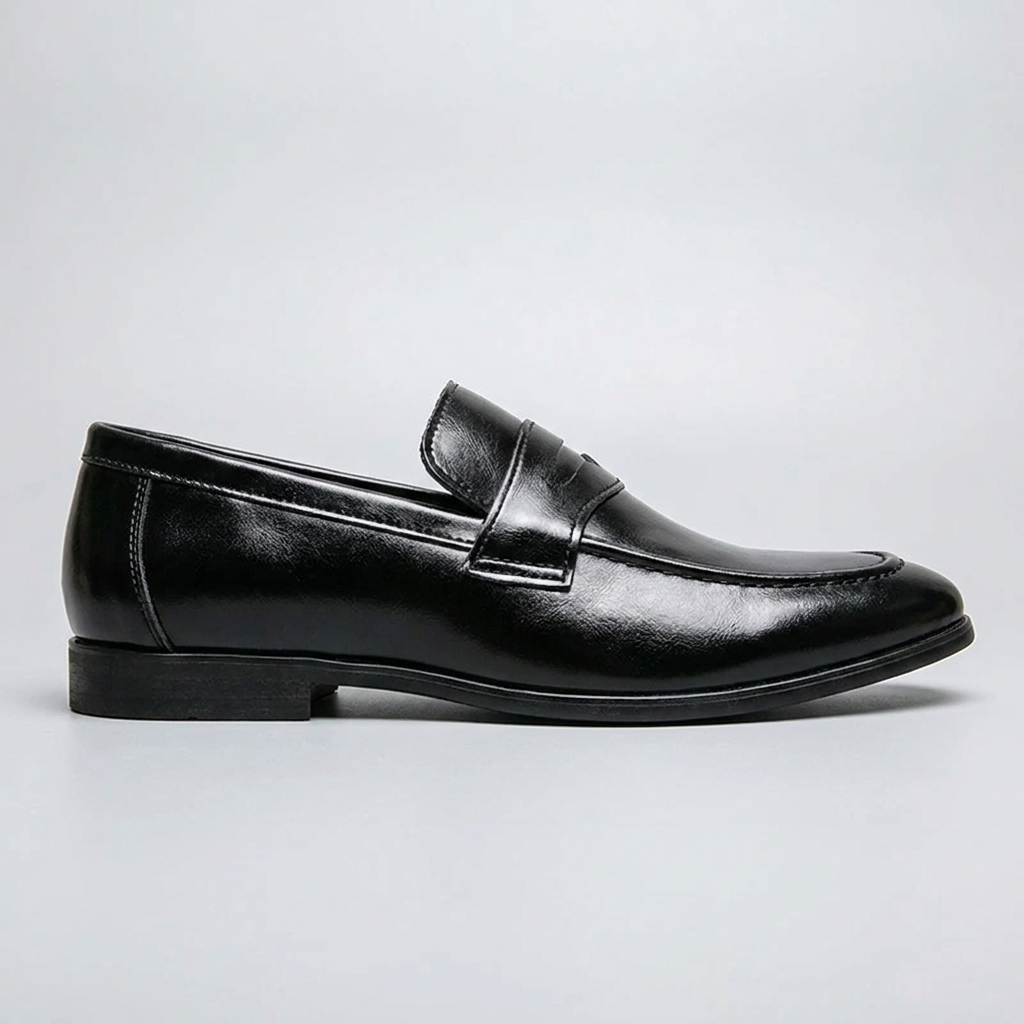 Loafer masculino Windsor Black, vista lateral de perfil