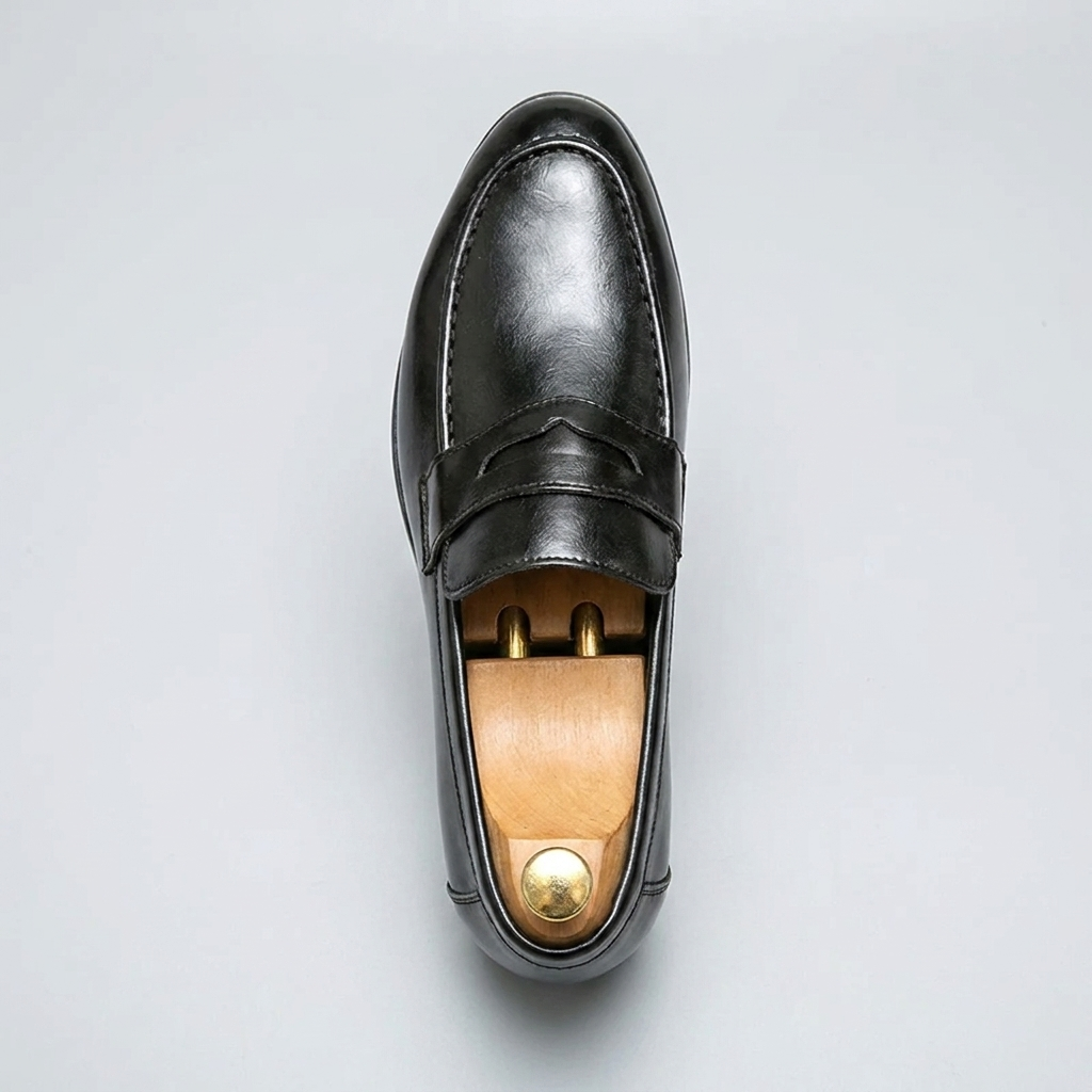 Loafer masculino Windsor Black, vista de topo mostrando a palmilha