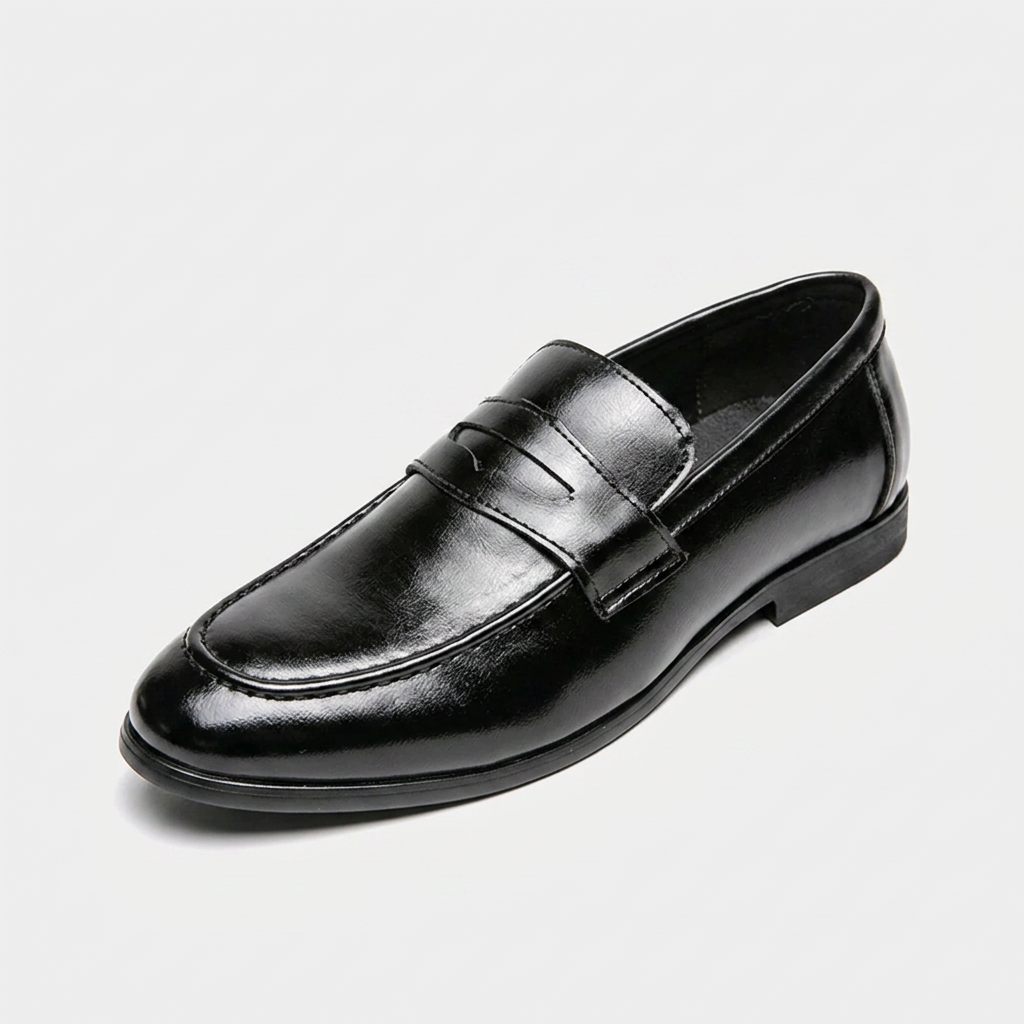 Loafer masculino Windsor Black, vista de cima em três-quartos