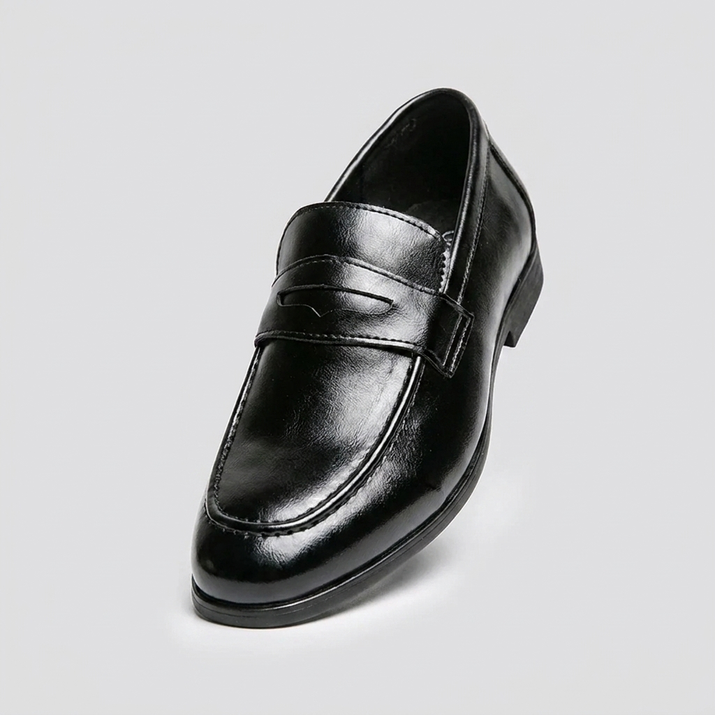 Loafer masculino Windsor Black, vista frontal mostrando o solado