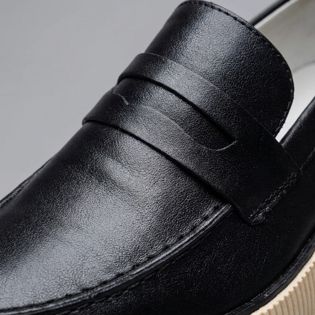 Mocassim Masculino Trotter Black close-up detalhe
